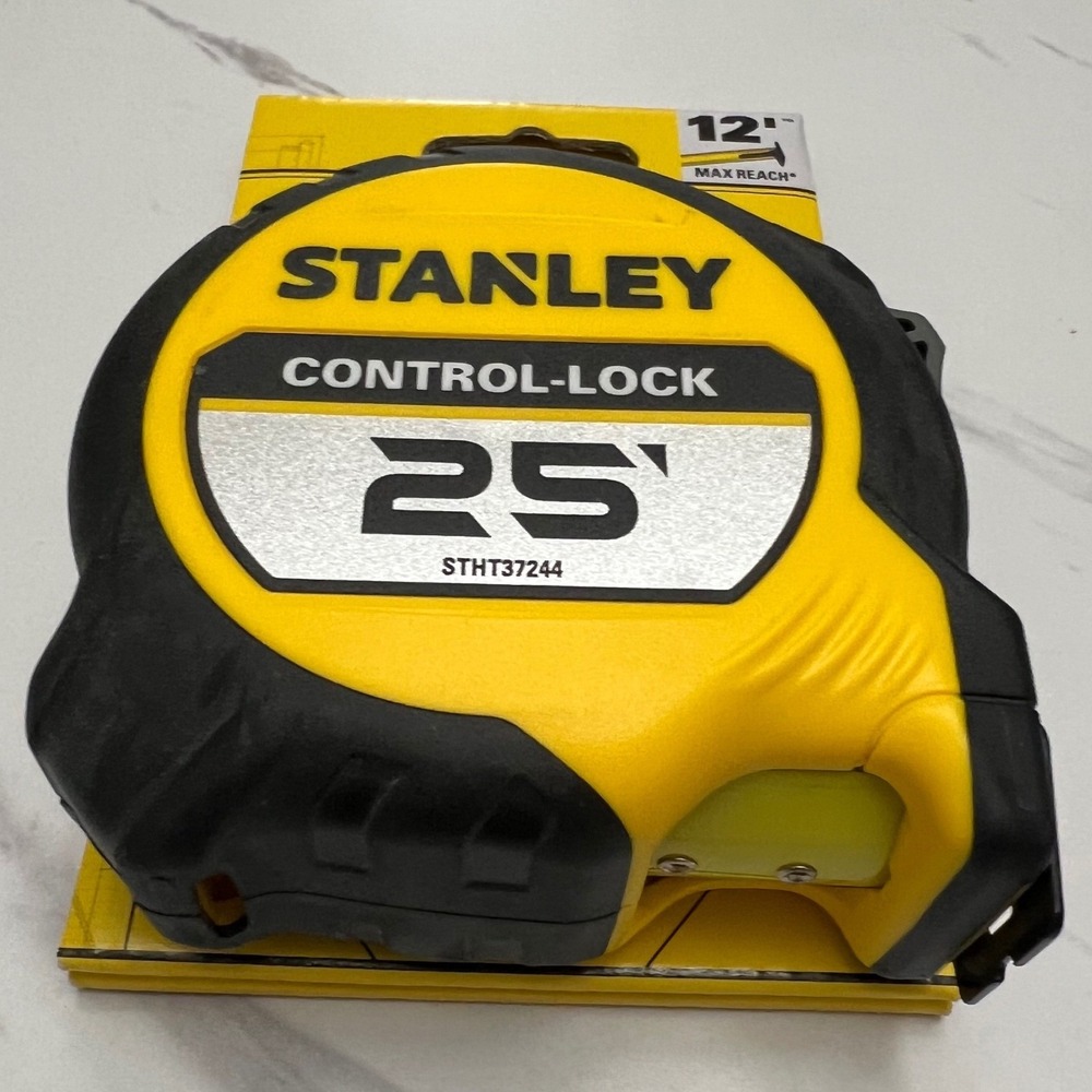 Stanley Control-Lock 25ft Tape Measure Finger Brake 12ft Reach STHT37244 Yellow - Picture 7 of 7